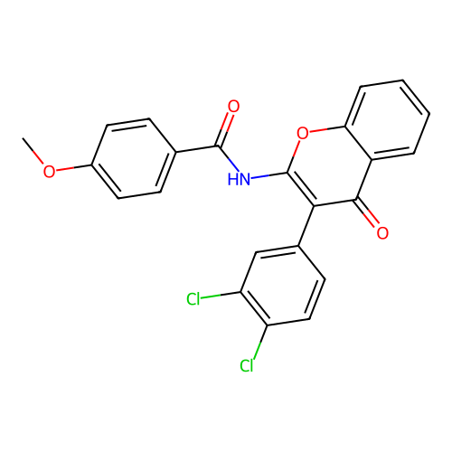 N-(3-(3,4-dichlorophenyl)-4-oxo-4H-chromen-2-yl)-4-methoxybenzamide structure
