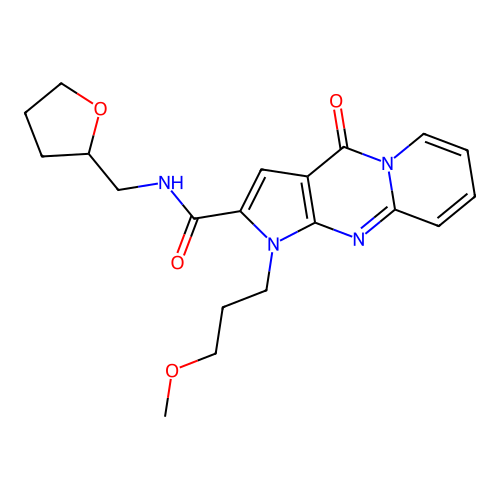 1-(3-methoxypropyl)-4-oxo-N-((tetrahydrofuran-2-yl)methyl)-1,4-dihydropyrido[1,2-a]pyrrolo[2,3-d]pyrimidine-2-carboxamide structure