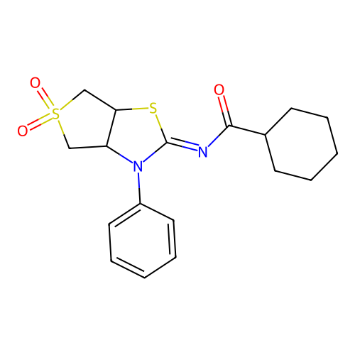 (Z)-N-(5,5-dioxido-3-phenyltetrahydrothieno[3,4-d]thiazol-2(3H)-ylidene)cyclohexanecarboxamide structure