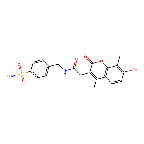 2-(7-hydroxy-4,8-dimethyl-2-oxo-2H-chromen-3-yl)-N-(4-sulfamoylbenzyl)acetamide structure