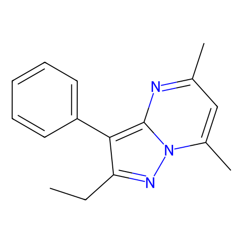 2-Ethyl-5,7-dimethyl-3-phenylpyrazolo[1,5-a]pyrimidine structure