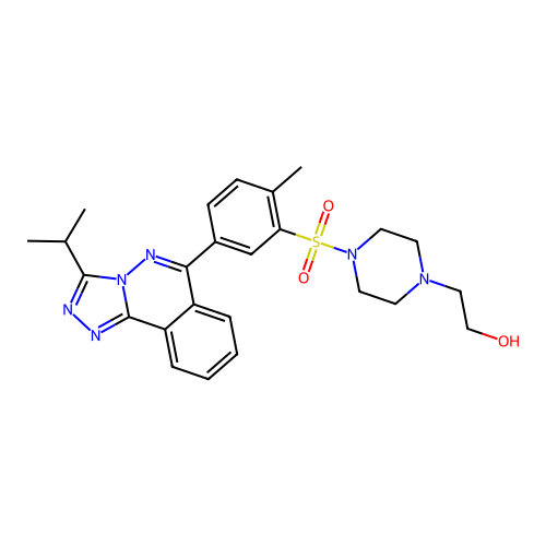 2-(4-((5-(3-isopropyl-[1,2,4]triazolo[3,4-a]phthalazin-6-yl)-2-methylphenyl)sulfonyl)piperazin-1-yl)ethanol structure