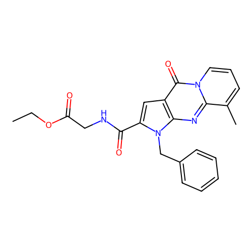 ethyl 2-(1-benzyl-9-methyl-4-oxo-1,4-dihydropyrido[1,2-a]pyrrolo[2,3-d]pyrimidine-2-carboxamido)acetate structure