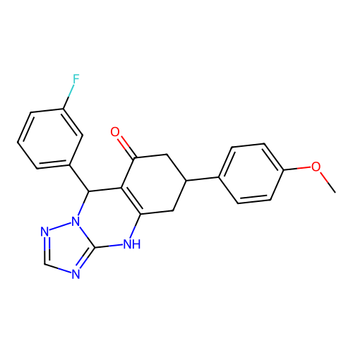 9-(3-FLUOROPHENYL)-6-(4-METHOXYPHENYL)-4H,5H,6H,7H,8H,9H-[1,2,4]TRIAZOLO[3,2-B]QUINAZOLIN-8-ONE structure