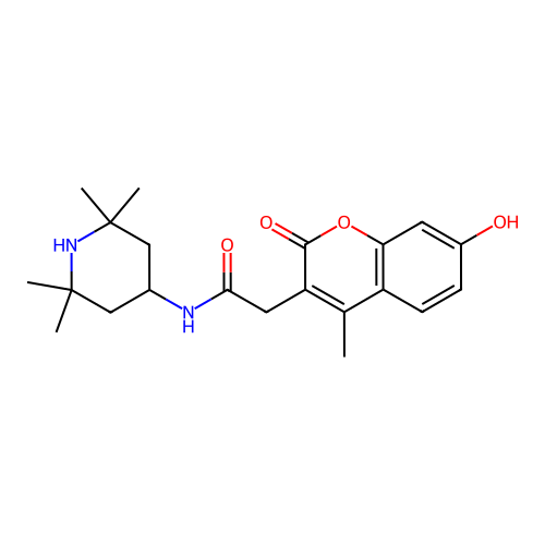 2-(7-hydroxy-4-methyl-2-oxo-2H-chromen-3-yl)-N-(2,2,6,6-tetramethylpiperidin-4-yl)acetamide structure
