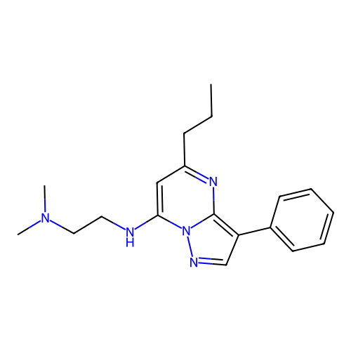 N-[2-(DIMETHYLAMINO)ETHYL]-3-PHENYL-5-PROPYLPYRAZOLO[1,5-A]PYRIMIDIN-7-AMINE structure