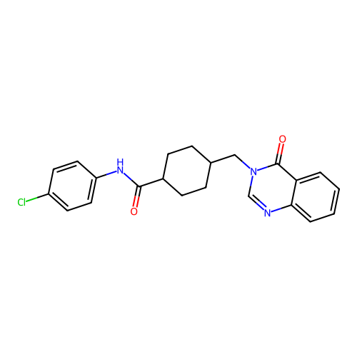 N-(4-chlorophenyl)-4-[(4-oxoquinazolin-3(4H)-yl)methyl]cyclohexanecarboxamide structure