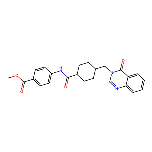 Methyl 4-[[4-[(4-oxoquinazolin-3-yl)methyl]cyclohexanecarbonyl]amino]benzoate structure