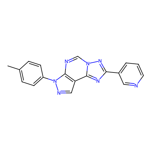 2-(pyridin-3-yl)-7-(p-tolyl)-7H-pyrazolo[4,3-e][1,2,4]triazolo[1,5-c]pyrimidine structure