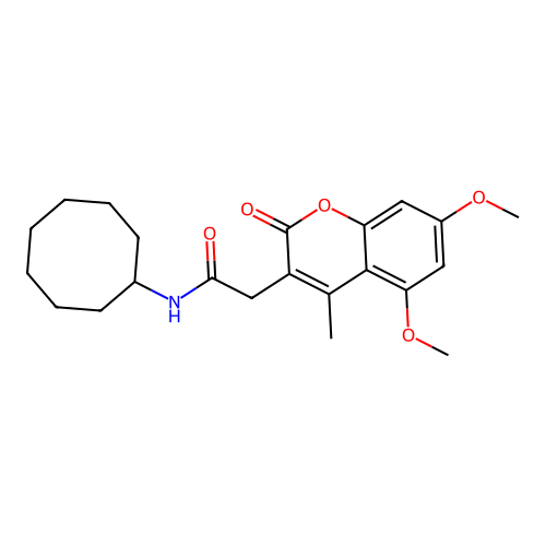 N-cyclooctyl-2-(5,7-dimethoxy-4-methyl-2-oxo-2H-chromen-3-yl)acetamide structure