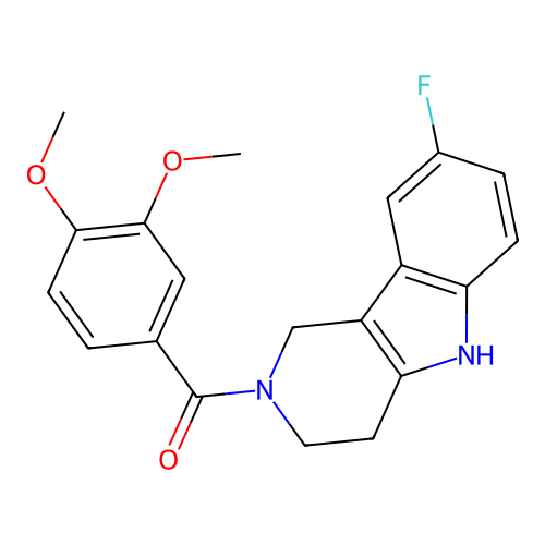 (3,4-dimethoxyphenyl)(8-fluoro-1,3,4,5-tetrahydro-2H-pyrido[4,3-b]indol-2-yl)methanone structure