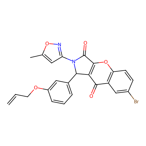 1-(3-(allyloxy)phenyl)-7-bromo-2-(5-methylisoxazol-3-yl)-1,2-dihydrochromeno[2,3-c]pyrrole-3,9-dione structure