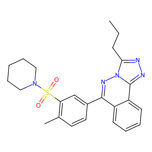 6-(4-methyl-3-(piperidin-1-ylsulfonyl)phenyl)-3-propyl-[1,2,4]triazolo[3,4-a]phthalazine structure