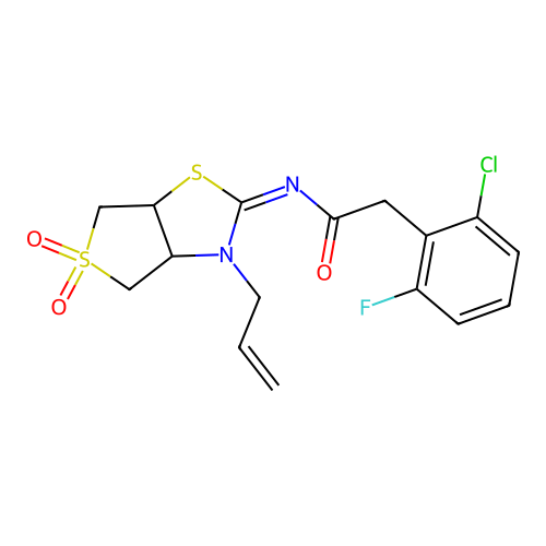 (Z)-N-(3-allyl-5,5-dioxidotetrahydrothieno[3,4-d]thiazol-2(3H)-ylidene)-2-(2-chloro-6-fluorophenyl)acetamide structure