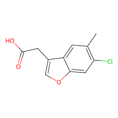 (6-Chloro-5-methyl-1-benzofuran-3-yl)acetic acid structure