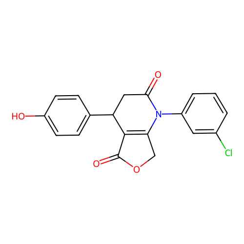 1-(3-chlorophenyl)-4-(4-hydroxyphenyl)-4,7-dihydrofuro[3,4-b]pyridine-2,5(1H,3H)-dione structure