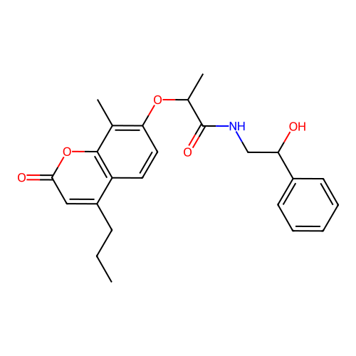 N-(2-hydroxy-2-phenylethyl)-2-((8-methyl-2-oxo-4-propyl-2H-chromen-7-yl)oxy)propanamide structure