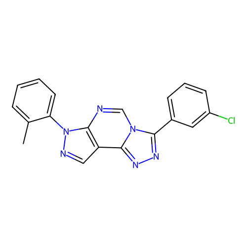 3-(3-chlorophenyl)-7-(2-methylphenyl)-7H-pyrazolo[4,3-e][1,2,4]triazolo[4,3-c]pyrimidine structure