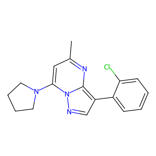3-(2-Chlorophenyl)-5-methyl-7-(pyrrolidin-1-yl)pyrazolo[1,5-a]pyrimidine structure