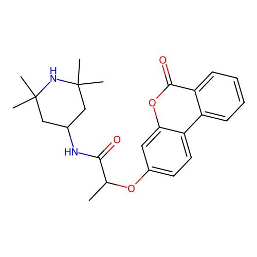 2-((6-oxo-6H-benzo[c]chromen-3-yl)oxy)-N-(2,2,6,6-tetramethylpiperidin-4-yl)propanamide structure