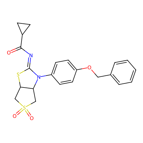 N-[(2Z)-3-[4-(benzyloxy)phenyl]-5,5-dioxidotetrahydrothieno[3,4-d][1,3]thiazol-2(3H)-ylidene]cyclopropanecarboxamide structure