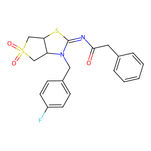 N-[(2E)-3-(4-fluorobenzyl)-5,5-dioxidotetrahydrothieno[3,4-d][1,3]thiazol-2(3H)-ylidene]-2-phenylacetamide structure