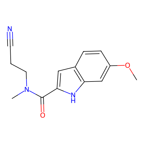 N-(2-cyanoethyl)-6-methoxy-N-methyl-1H-indole-2-carboxamide structure