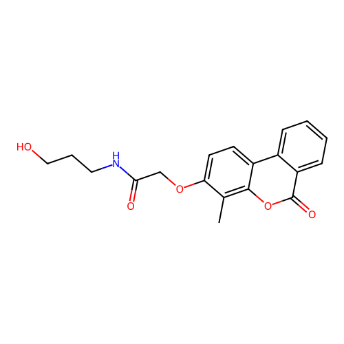 N-(3-hydroxypropyl)-2-((4-methyl-6-oxo-6H-benzo[c]chromen-3-yl)oxy)acetamide structure
