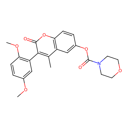 3-(2,5-dimethoxyphenyl)-4-methyl-2-oxo-2H-chromen-6-yl morpholine-4-carboxylate structure