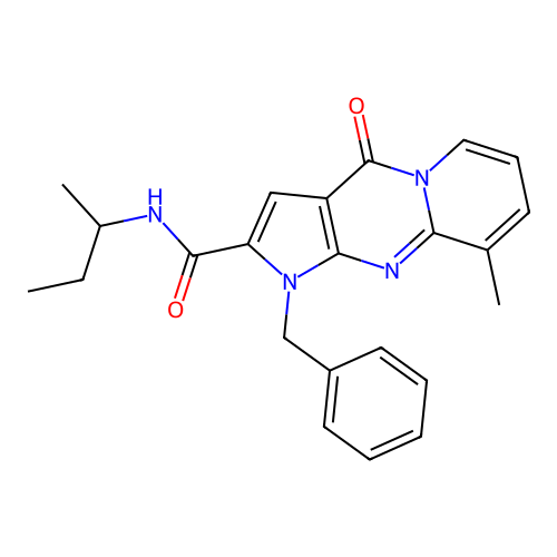 1-benzyl-N-(butan-2-yl)-9-methyl-4-oxo-1,4-dihydropyrido[1,2-a]pyrrolo[2,3-d]pyrimidine-2-carboxamide structure