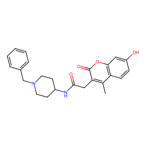 N-(1-benzylpiperidin-4-yl)-2-(7-hydroxy-4-methyl-2-oxo-2H-chromen-3-yl)acetamide structure