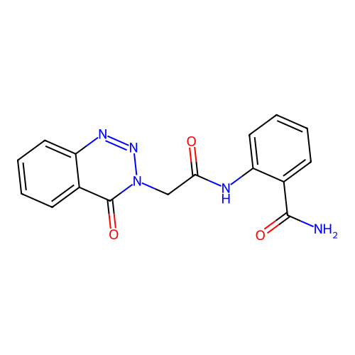 2-{[(4-oxo-1,2,3-benzotriazin-3(4H)-yl)acetyl]amino}benzamide structure