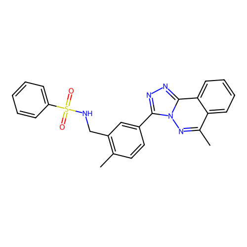 N-(2-methyl-5-(6-methyl-[1,2,4]triazolo[3,4-a]phthalazin-3-yl)benzyl)benzenesulfonamide structure