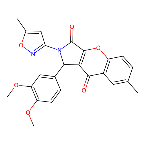1-(3,4-dimethoxyphenyl)-7-methyl-2-(5-methyl-1,2-oxazol-3-yl)-1,2-dihydrochromeno[2,3-c]pyrrole-3,9-dione structure