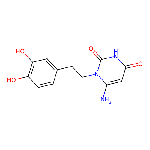 6-amino-1-(3,4-dihydroxyphenethyl)pyrimidine-2,4(1H,3H)-dione structure