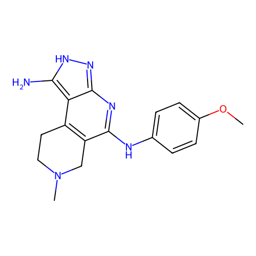 5-N-(4-methoxyphenyl)-7-methyl-2,6,8,9-tetrahydropyrazolo[3,4-c][2,7]naphthyridine-1,5-diamine structure