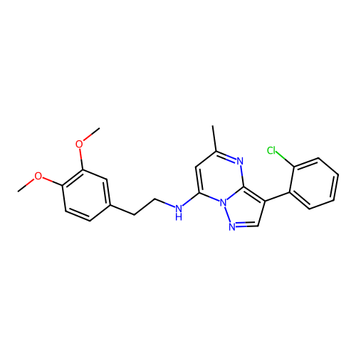 3-(2-chlorophenyl)-N-[2-(3,4-dimethoxyphenyl)ethyl]-5-methylpyrazolo[1,5-a]pyrimidin-7-amine structure