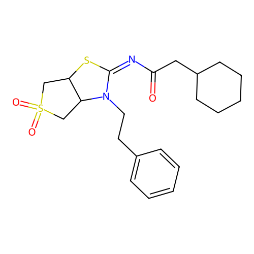 (Z)-2-cyclohexyl-N-(5,5-dioxido-3-phenethyltetrahydrothieno[3,4-d]thiazol-2(3H)-ylidene)acetamide structure