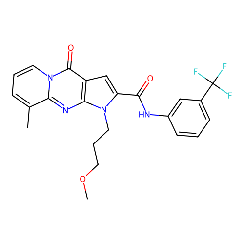 1-(3-methoxypropyl)-9-methyl-4-oxo-N-(3-(trifluoromethyl)phenyl)-1,4-dihydropyrido[1,2-a]pyrrolo[2,3-d]pyrimidine-2-carboxamide structure
