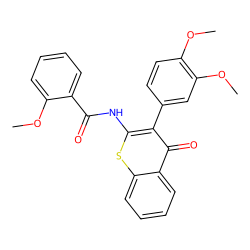 N-(3-(3,4-dimethoxyphenyl)-4-oxo-4H-thiochromen-2-yl)-2-methoxybenzamide structure