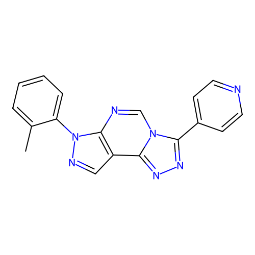 3-(2-methylphenyl)-7-(4-pyridyl)-6-hydropyrazolo[5,4-d]1,2,4-triazolo[4,3-e]py rimidine structure
