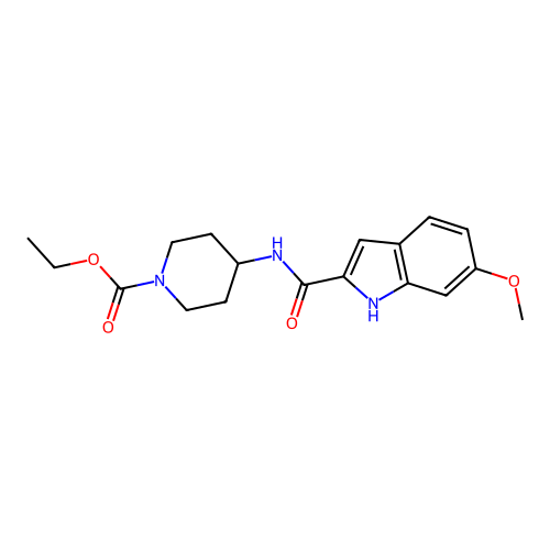 ethyl 4-{[(6-methoxy-1H-indol-2-yl)carbonyl]amino}piperidine-1-carboxylate structure