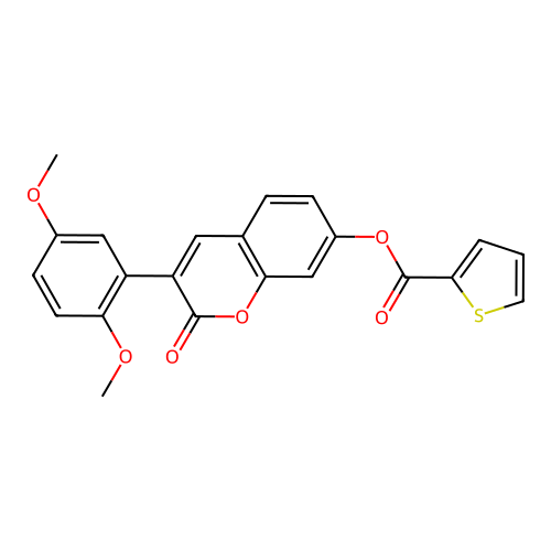 3-(2,5-dimethoxyphenyl)-2-oxo-2H-chromen-7-yl thiophene-2-carboxylate structure