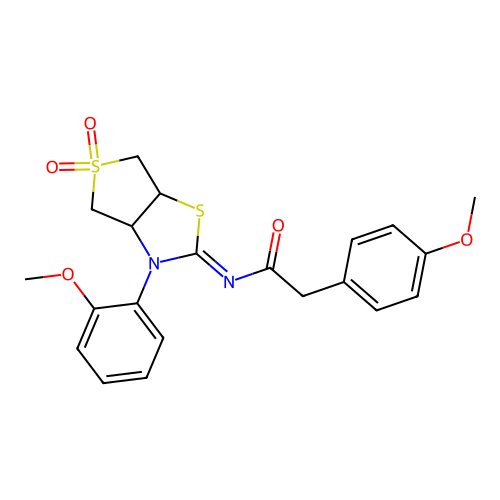 2-(4-methoxyphenyl)-N-[(2Z)-3-(2-methoxyphenyl)-5,5-dioxidotetrahydrothieno[3,4-d][1,3]thiazol-2(3H)-ylidene]acetamide structure