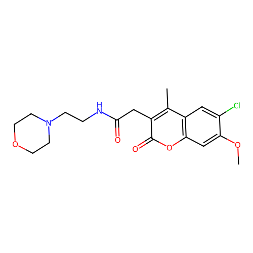 2-(6-chloro-7-methoxy-4-methyl-2-oxo-2H-chromen-3-yl)-N-(2-morpholinoethyl)acetamide structure