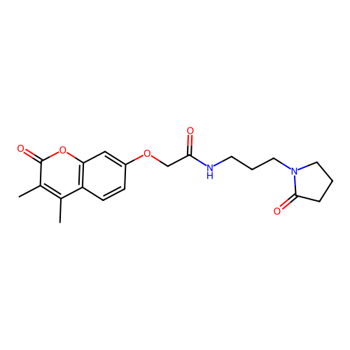 2-[(3,4-dimethyl-2-oxo-2H-chromen-7-yl)oxy]-N-[3-(2-oxopyrrolidin-1-yl)propyl]acetamide structure
