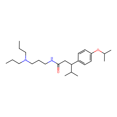 N-[3-(dipropylamino)propyl]-4-methyl-3-[4-(propan-2-yloxy)phenyl]pentanamide structure