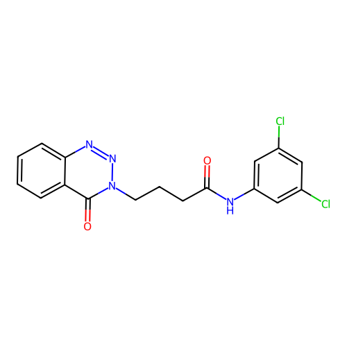 N-(3,5-dichlorophenyl)-4-(4-oxo-1,2,3-benzotriazin-3(4H)-yl)butanamide structure