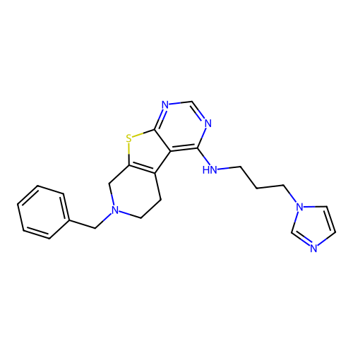 7-benzyl-N-[3-(1H-imidazol-1-yl)propyl]-5,6,7,8-tetrahydropyrido[4',3':4,5]thieno[2,3-d]pyrimidin-4-amine structure