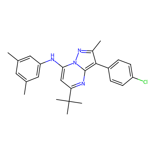 5-tert-butyl-3-(4-chlorophenyl)-N-(3,5-dimethylphenyl)-2-methylpyrazolo[1,5-a]pyrimidin-7-amine structure